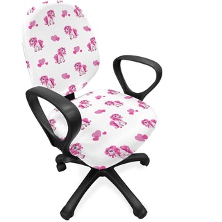 ABAKUHAUS Liebe Bürostuhl Schonbezug, Rosa Herz-Mädchen-Pony, dekorative Schutzhülle aus Stretchgewebe, Pink Weiß