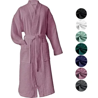 Heimtexland Bademantel Waffelpique Reisebademantel Saunamantel 100% Baumwolle leicht schnelltrocknend hautfreundlich für Damen und Herren Typ881 M... - Rosa - XL