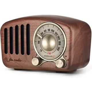 Radio Feegar Retro Bluetooth Lautsprecher,Vintage FM Radio mit altmodischem klassischem Stil,Starke Bassverstärkung,Laute Lautstärke,F-Kartenschlitz und MP3-Player Aux-Betrieb, microSD-Karte (Braun)