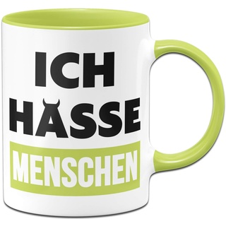 Tassenbrennerei Tasse mit Spruch Ich Hasse Menschen - Bürotasse, lustige Tasse fürs Büro Tassen mit Sprüchen lustig (Grün)