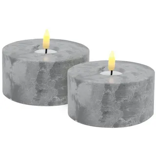 LC Home LED-Kerze Candela Lights LED Beton-Kerzen Set + inklusive Fernbedienung (2-tlg), LED Kerze mit Timer-Funktion 5 cm
