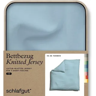 Schlafgut Bettbezug Premium Bettbezug Knitted Jersey (1 St), (1 St), Ton-in-Ton Reißverschluss, Bio-Baumwolle mit Elasthan, Uni, OEKO Tex blau 200 cm x 200 cm
