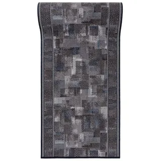 Mazovia Läufer Retro Bordüre Schwarz Anthrazit Flur, Schlafzimmer, Diele, Fußbodenheizung schwarz 67 cm x 100 cm