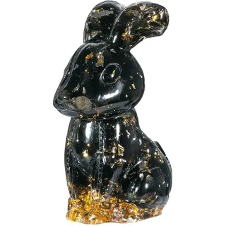 Nupuyai Obsidian Stein Hase Figur Edelstein Kaninchen Kristall Tiere Deko | 7 cm Hase Trommelstein Harz Figur, Osterhase, Kaninchen Glücksbringer, Tierfigur Deko für Büro Haus Garten