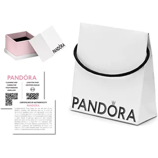 PANDORA Premium umweltfreundliches Verpackungsset (Tasche, Schmuckschatulle und Echtheitszertifikat), Weiß, Schwarz, 1 Stück (Packung mit 1), Modern