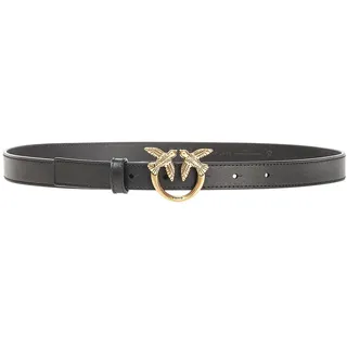 PINKO Damen Love Berry H2 Belt Kalbsleder Set Gürtel, Z99q_schwarz-Antique Gold, L - L