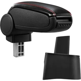 Mittelarmlehne Seat Ibiza 6L mit Staufach Kunstleder Schwarz mit roten Nähten pro.tec