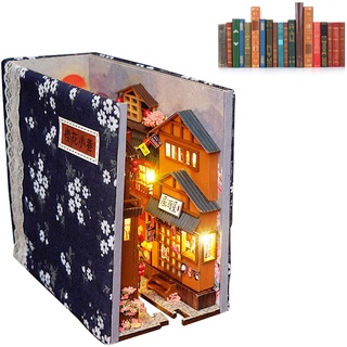 Tytlyworth 3D-Holzpuzzle-Buchstütze, DIY-Buchecke-Kit, Alley Book Nook Stand Bücherregaleinsatz, DIY-Buchstützen-Dekor-Modellbausatz
