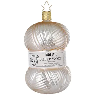 Inge-Glas Manufaktur Weihnachtskugel "Wollknäuel", beige, 11 cm