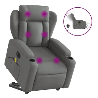 vidaXL Massagesessel Elektrisch 94,5 x 100 x 0 cm Dunkelgrau mit Aufstehhilfe
