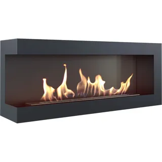 Bio Ethanol Kamin DELTA schwarz 1200 links offen für Wand Einbau 120 cm breit