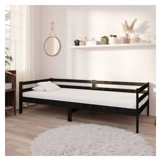 vidaXL Bett Tagesbett mit Matratze 90x200 cm Schwarz Kiefer Massivholz schwarz