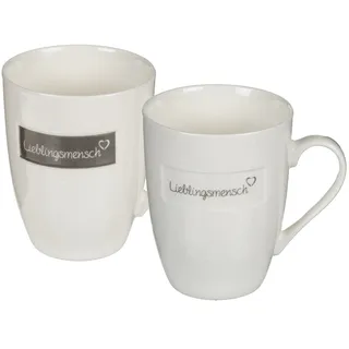 Bada Bing 2er Set Tasse Kaffeebecher Lieblingsmensch Herz 2-fach sortiert creme anthrazit