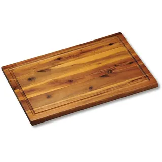 LS-LebenStil Schneidebrett Holz aus 100% Akazie - FSC - 32x21x1,5cm dickes Holzbrett - antibakteriell - massives Schneidbrett mit Saftrille - Holzschneidebrett Tranchierbrett Holzbrett Küchenbrett