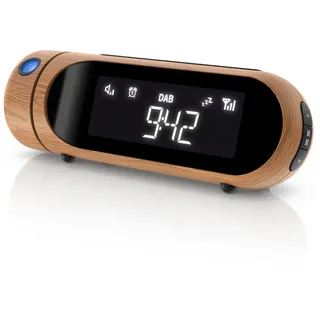 BEARWARE Radiowecker DAB Plus Radio, Projektionswecker, FM & DAB+ mit je 20 Speicherplätzen Küchenradio digital, Wecker, 4 Helligkeitsstufen, dimmbare Projektion beige