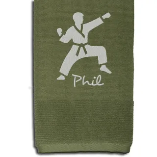 Besticktes personalisiertes Handtuch Karate Judo Kickboxer HYROX mit Namen | Sporthandtuch, verschiedene Handtuchfarben und -größen