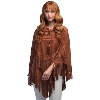 Boland - Hippie Poncho mit Fransen, 94 x 94 cm