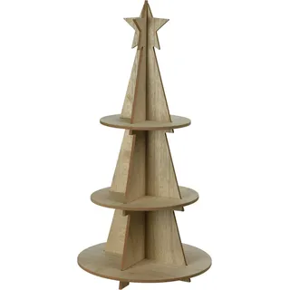 Xxl Holz Weihnachtsbaum Pyramide Mit 3 Etagen - 60 X 29 Cm - Weihnachts Deko Etagere Mit Stern Spitze