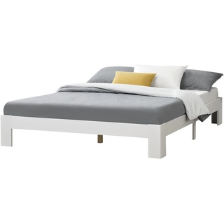 [en.casa] Holzbett Raisio 140x200 cm mit Lattenrost Weiß