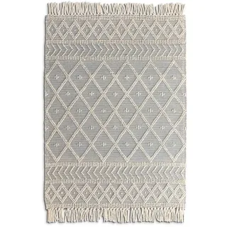 Webteppich Tassels 170 x 230 cm Wolle Blau