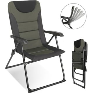 Homecall Camping-Klappstuhl mit gepolsterter, verstellbarer Rückenlehne - (Grün/Schwarz)