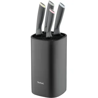 Tefal Slicy 4-tlg. Messer-Set (Kochmesser 15 cm, Santokumesser 12 cm, Universalmesser 12 cm, Schälmesser 9 cm, Messerblock) antihaftbeschichtete Edelstahl-Klinge + Titanverstärkung, Schwarz, K431S504