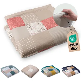 ULLENBOOM Krabbeldecke für Baby 140x140 cm - Dick und weich gepolstert | Außenmaterial: 100% Baumwolle, Alle Materialien OEKO-TEX zertifiziert, Made in EU, Schadstoffgeprüft und waschbar