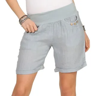 Mississhop Leinenhose Damen Shorts Leinenshorts Bermuda 100 % Leinen kurze Hose 293 grau 2XL (entspr. 40)