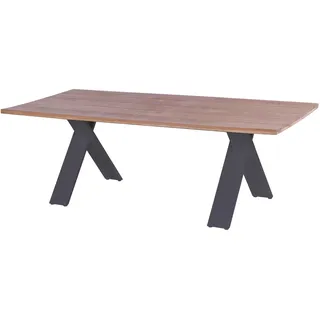 HARTMAN Xanadu Esstisch, xerix, Alu / Teakholz, 220 x 100 cm, X-Gestell