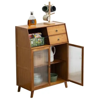 Küche Sideboard Buffet Schrank, Weinbar Schrank Bauernhaus Coffee Bar Schrank Mit Schubladen für Küche, Esszimmer, Wohnzimmer (Farbe : Braun, Größe : 68x35x95cm)