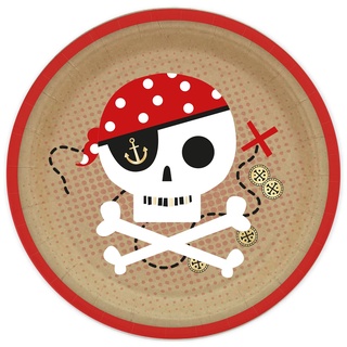 amscan 9910319 – Treasure Island Pirate Geburtstagsparty-Pappteller, 8 Stück, 23 cm