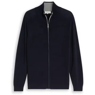 Tom Tailor Herren Strickjacke aus Baumwolle, blau, Uni, Gr. L