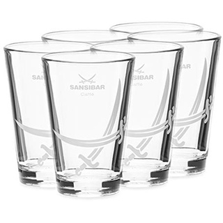 6er Set Sansibar Latte Macchiato Gläser, dickwandig mit Untertassen (6er Set Latte Macchiato Gläser, 200ml)