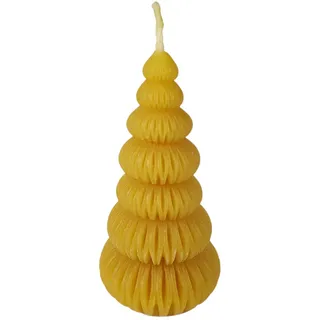Bienenwachskerze Tannenbaumkerze 8 cm Weihnachten Ring — handgegossener Wachs-Baum aus Ringscheiben modern, Made in Germany