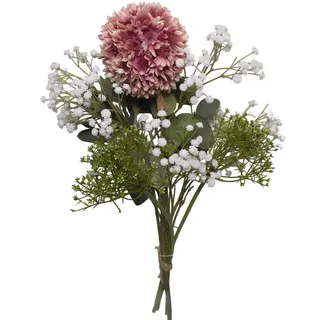 2474U Kunstblumenstrauß Maria - Seidenblumen im Strauß gebunden aus Allium Lauchblüte, Schleierkraut und Eukalyptus - Witterungsbeständig - Naturgetreu (1)