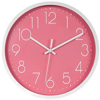 IvoQ Elegante Wanduhr Rosa 30 cm - Schlichtes Design - Modern & Leise - Ideal für Heimdekoration