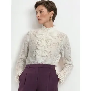 RICH & ROYAL Romantic Blouse with Ruffle Weiß 38