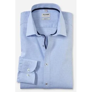 Olymp Businesshemd "Level Five body fit", Herren, Gr. 38, N-Gr, blau (bleu), Obermaterial: 97% Baumwolle, 3% Elastolefin, kariert, Langarm, Hemden