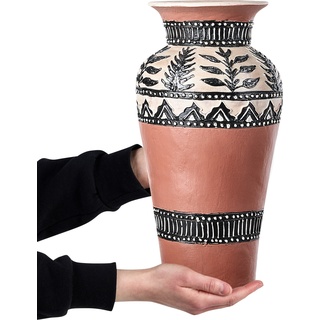 Beliani, Vase, Dekovase Terrakotta braun / schwarz 40 cm SIAK (1 x)
