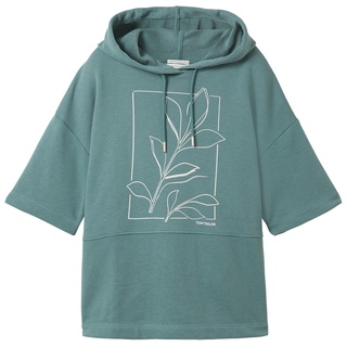TOM TAILOR Damen Sweatshirt mit Bio-Baumwolle, grün, Motivprint, Gr. XXL