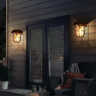 Set Mit 2 Solar-außenleuchten Mit Bewegungsmelder, Außenwandleuchten, Vintage-hängeleuchten Für Terrasse, Veranda Und Innenhof