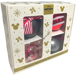 Mickey Mouse Weihnachtskugeln, Rot, 4 Stück