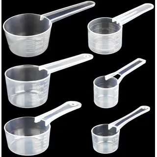 Gelewuld 6 Stück Messlöffel Set, Dosierlöffel 5g, 7.5g, 10g, 15g, 20g, 25g Messlöffel Gramm Transparent mit Skala Scoop für Backen Küche, Dosier-löffel für Kaffee Waschpulver Dosierer Proteinpulver