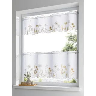 heine Gardine Scheibengardine (1 St), Stangendurchzug, halbtransparent, Kurzgardine beige|weiß 120 cm x 45 cm