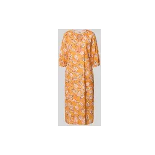 Midikleid mit Schlüsselloch-Ausschnitt und 3/4-Arm, Orange, $listsize[$i].replace('"','"')