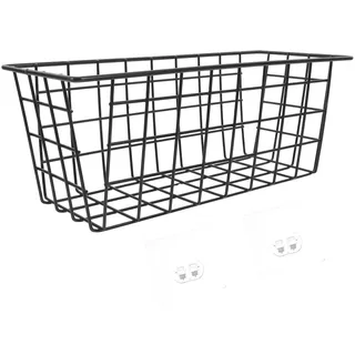 VOSAREA Wandkorb Bad ohne Bohren: schwarz Metall Badezimmer Korb Wand selbstklebend Drahtkorb Ablagekorb Metallkorb für Badezimmer Küche, 28x12x12 CM