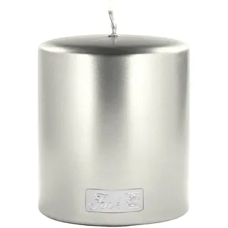 Fink - Candle/Stumpenkerze/Kerze - metallic/Stein - Silber - getaucht - Höhe 10 cm - Ø 8 cm