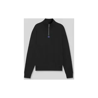Regular Fit Troyer aus reiner Baumwolle Modell 'Neeler', Black, M