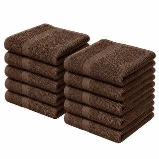 10-teiliges Set Kinderhandtücher, Marke Ekonom, 40x60 cm, dunkelbraun - Braun