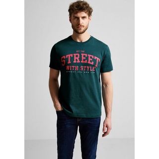 STREET ONE MEN T-Shirt mit Wording grün M (50)